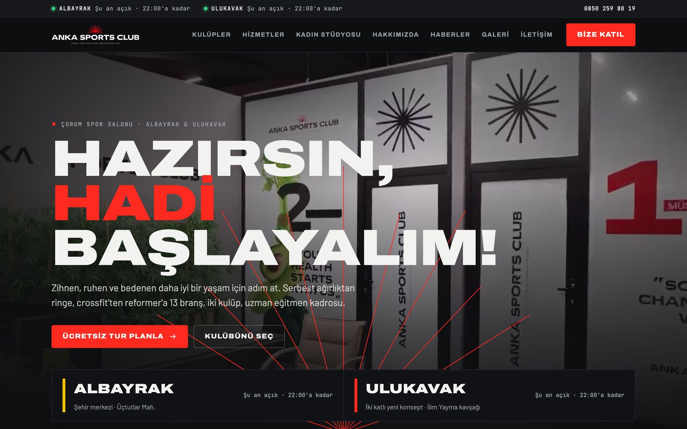 Home page of the Anka Sports Club website